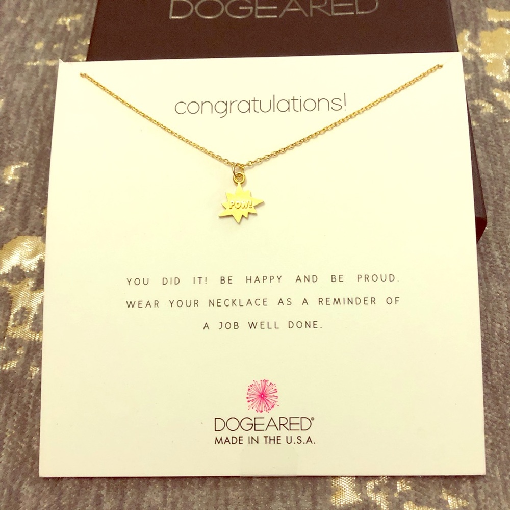 NIB Dogeared Gold Dipped Pow Necklace